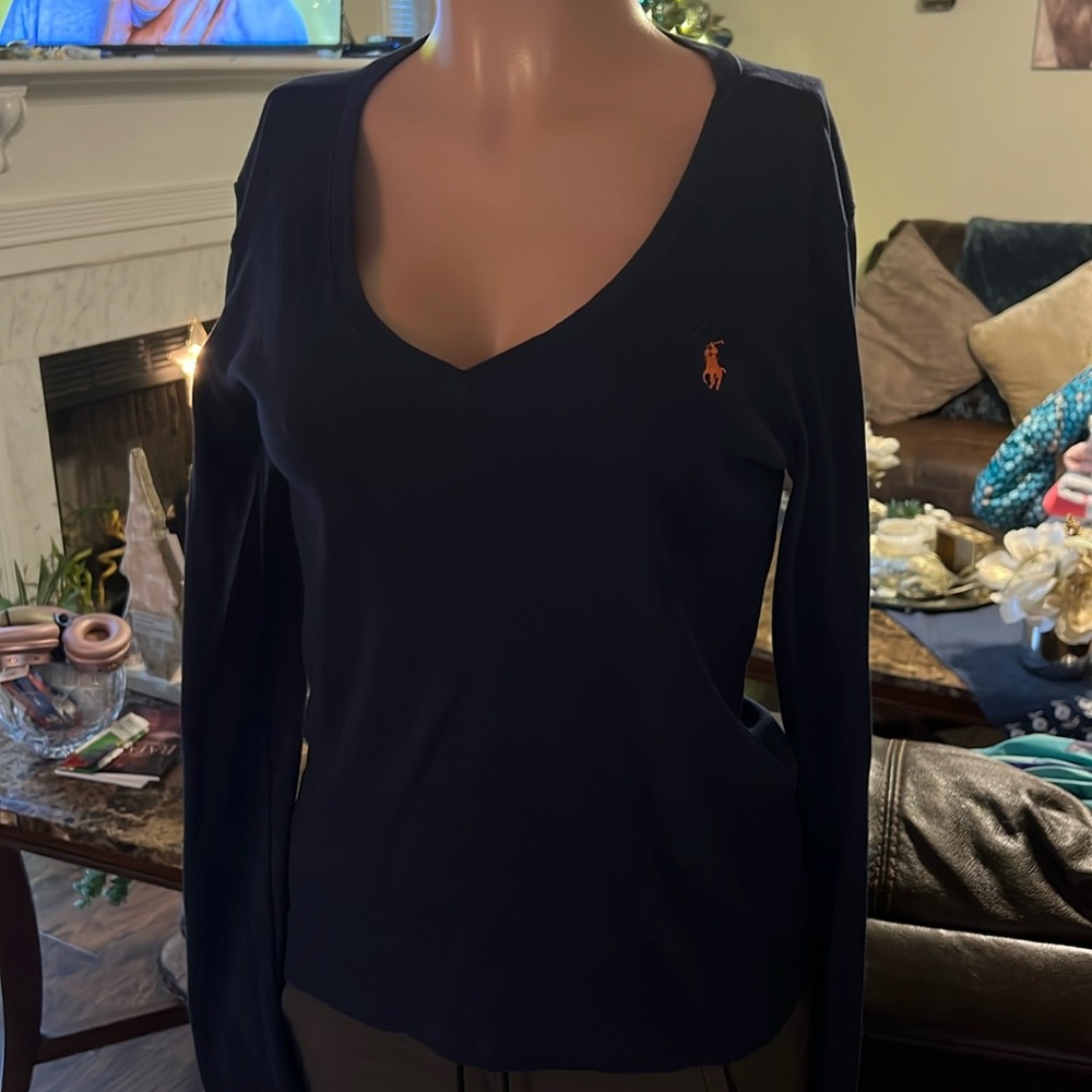 Ralph Lauren Navy Blue V-Neck Top
